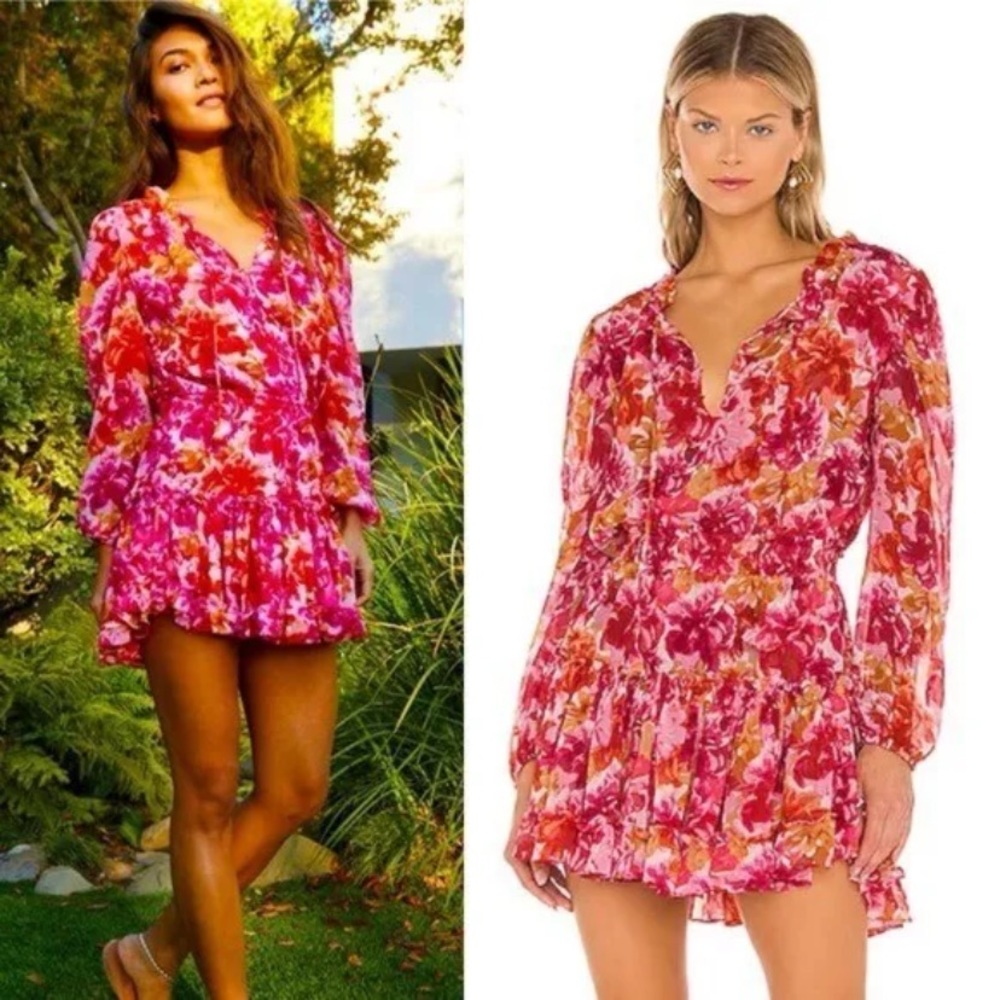 MISA Los Angeles Clementine mini dress Flora Burst Small